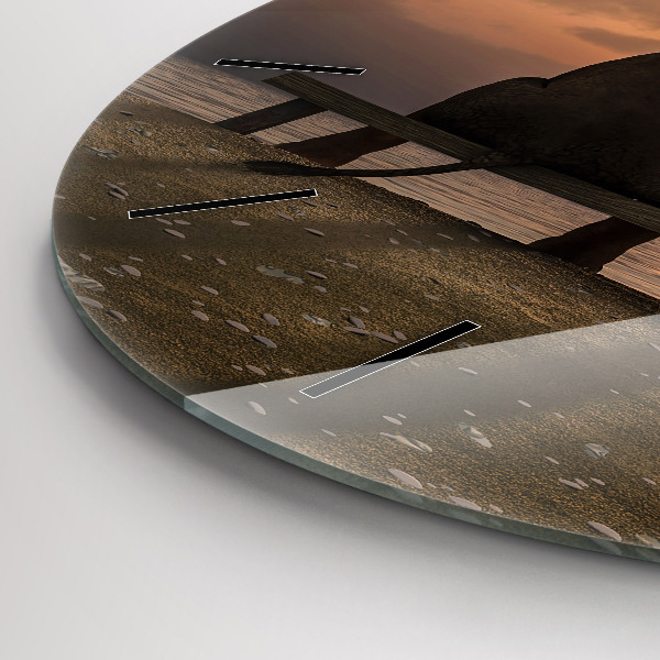 Kerek fali üvegóra Állatok és naplemente