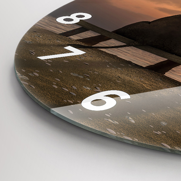 Kerek fali üvegóra Állatok és naplemente