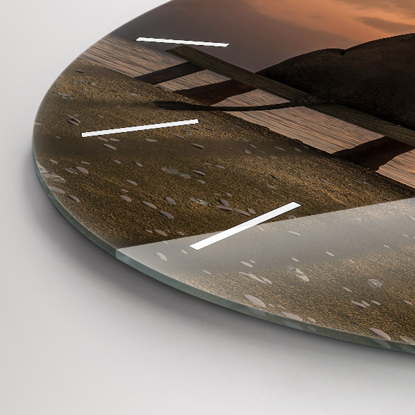 Kerek fali üvegóra Állatok és naplemente