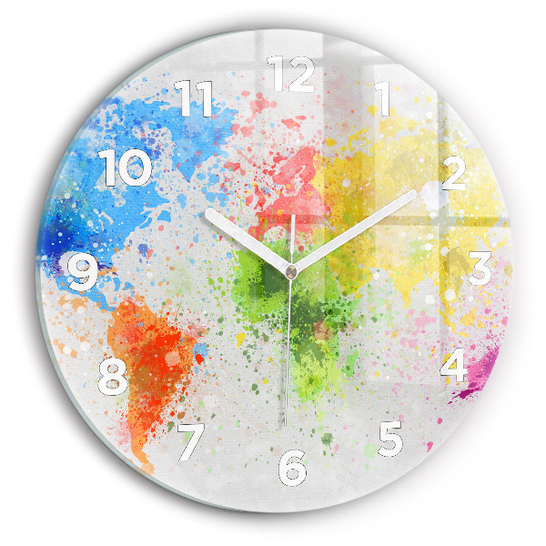 Kerek fali üvegóra Világtérkép papíron