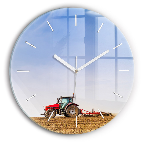 Kerek fali üvegóra Farmer egy traktoron