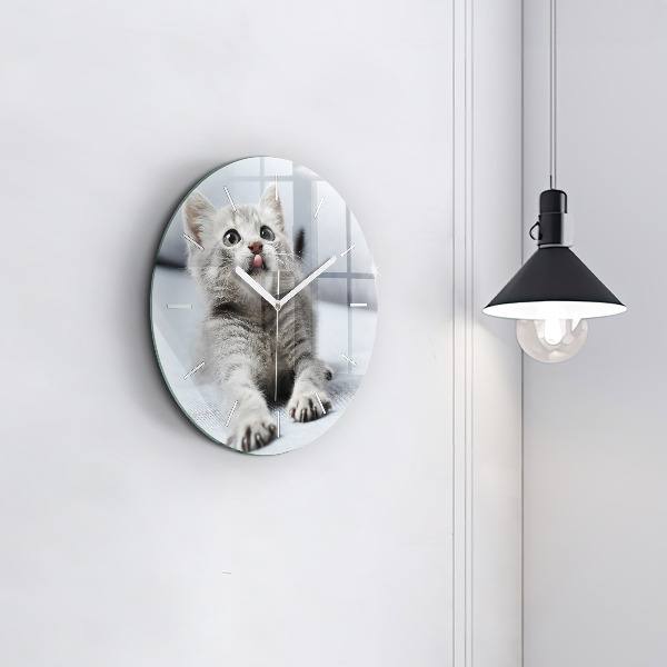 Kerek fali üvegóra Macska a kanapén