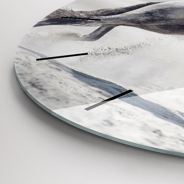 Kerek fali üvegóra Vágtázó fehér ló