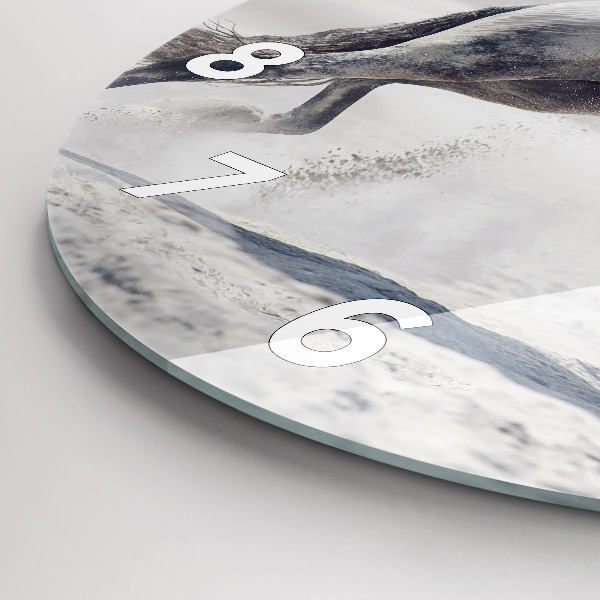 Kerek fali üvegóra Vágtázó fehér ló