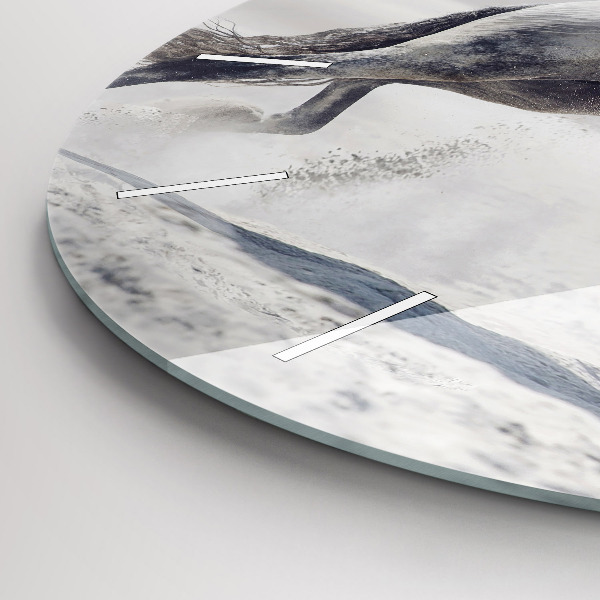 Kerek fali üvegóra Vágtázó fehér ló