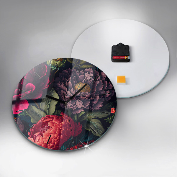 Kerek fali üvegóra Vintage virágcsokor