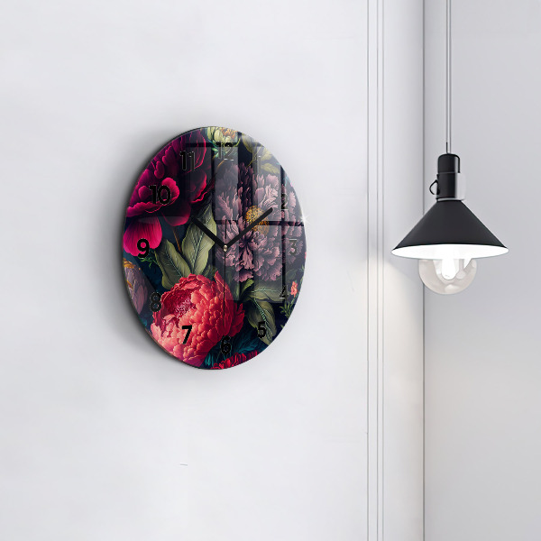 Kerek fali üvegóra Vintage virágcsokor