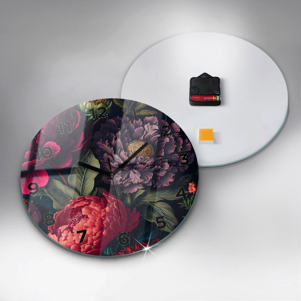 Kerek fali üvegóra Vintage virágcsokor