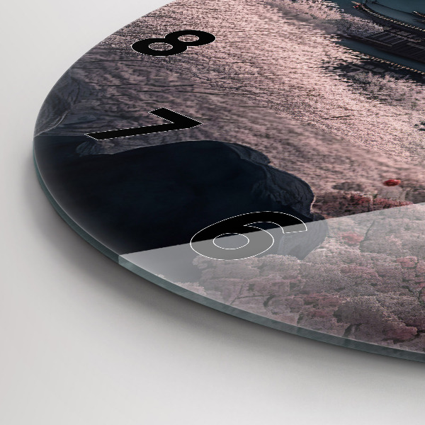 Kerek fali üvegóra Torony és virágok Ázsiában