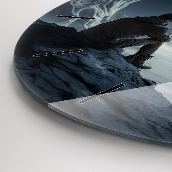 Kerek fali üvegóra Ember a Hold előtt