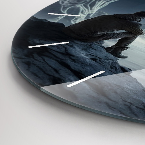 Kerek fali üvegóra Ember a Hold előtt