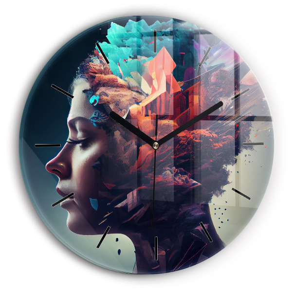 Kerek fali üvegóra Absztrakt nő