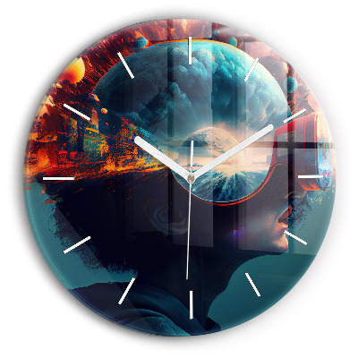 Kerek fali üvegóra Futurisztikus világ