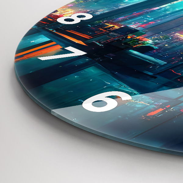 Kerek fali üvegóra Cyberpunk stílusú város