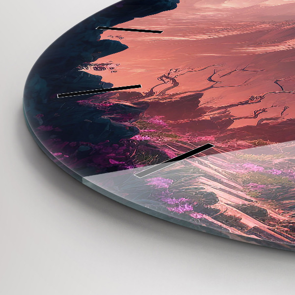 Kerek fali üvegóra Varázslatos erdő és hegyek