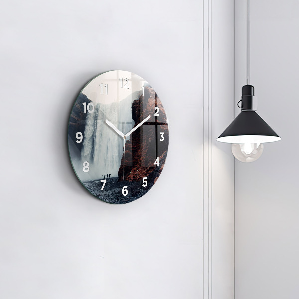 Kerek fali üvegóra Vízesés táj Izland