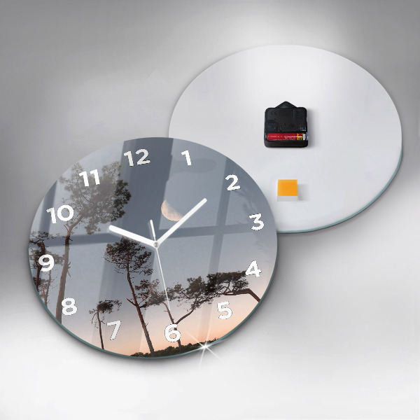 Kerek fali üvegóra Félhold és fák