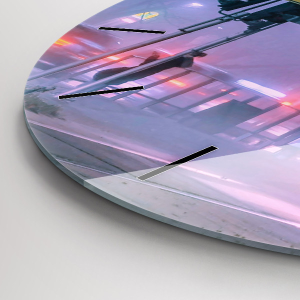 Kerek fali üvegóra Varsó a ködben