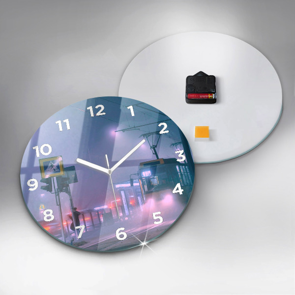 Kerek fali üvegóra Varsó a ködben