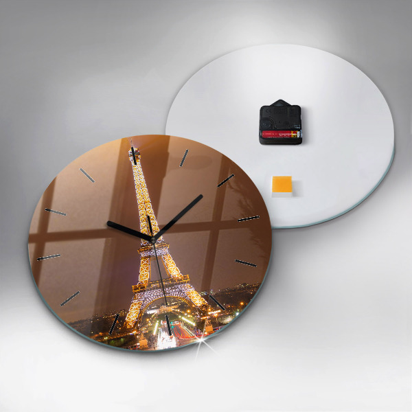Kerek fali üvegóra Kivilágított Eiffel-torony