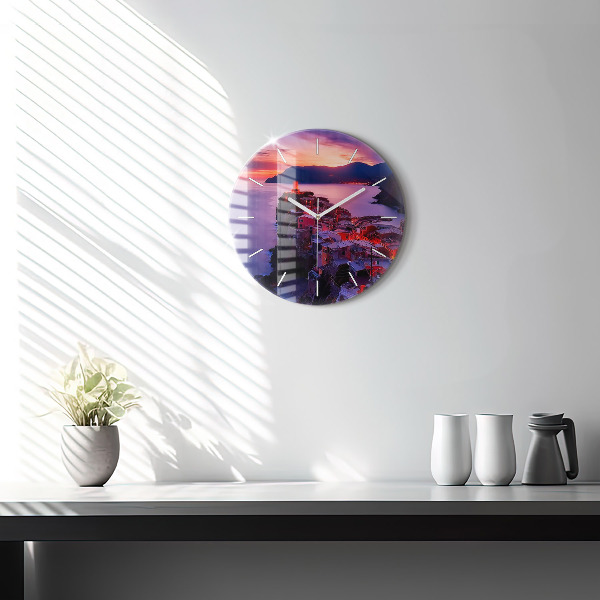 Kerek fali üvegóra Házak a tó közelében