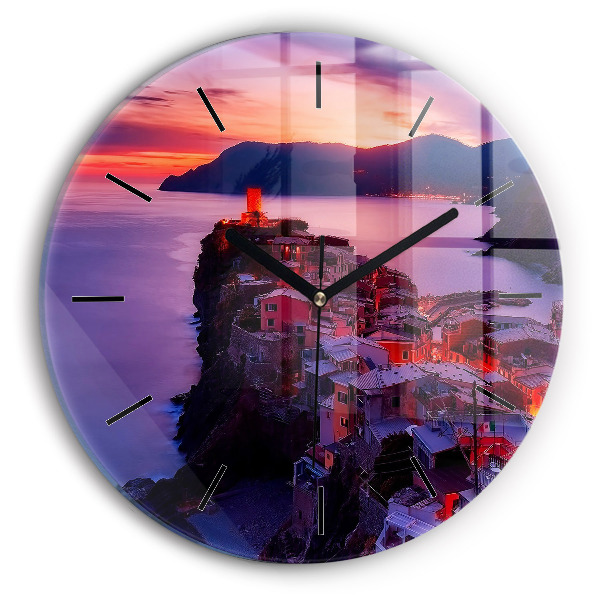 Kerek fali üvegóra Házak a tó közelében