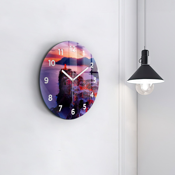 Kerek fali üvegóra Házak a tó közelében