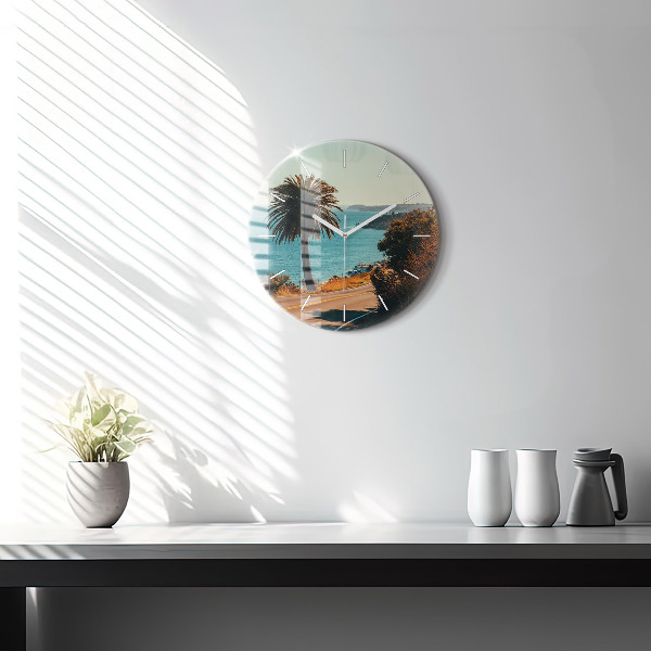 Kerek fali üvegóra Pálmafák Malibuban