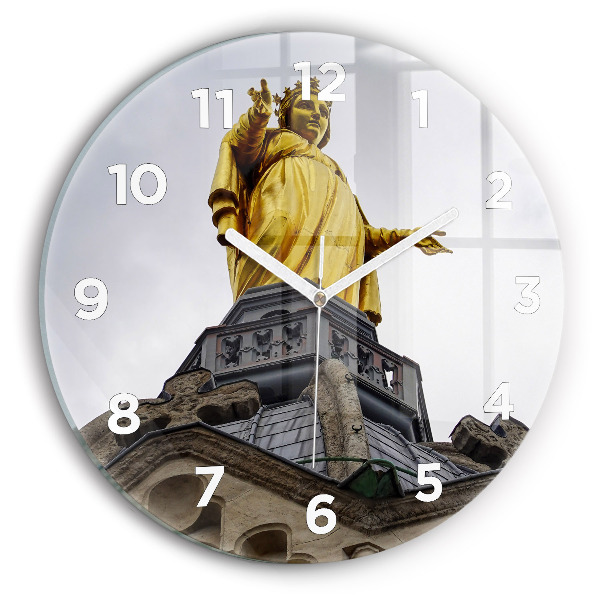 Kerek fali üvegóra Szűz Mária szobra Lyonban