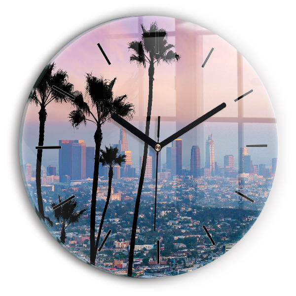Kerek fali üvegóra Los Angeles-i naplemente