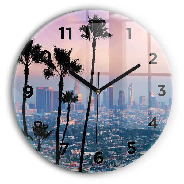 Kerek fali üvegóra Los Angeles-i naplemente