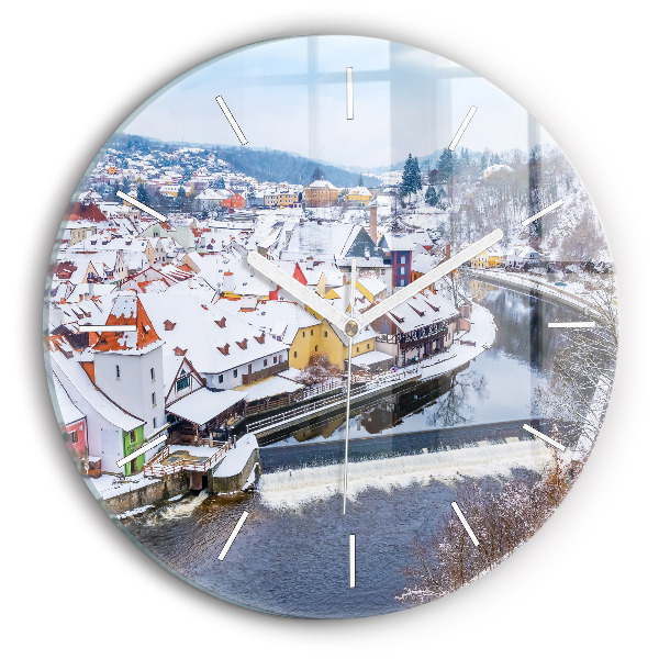 Kerek fali üvegóra Panoráma a városra télen