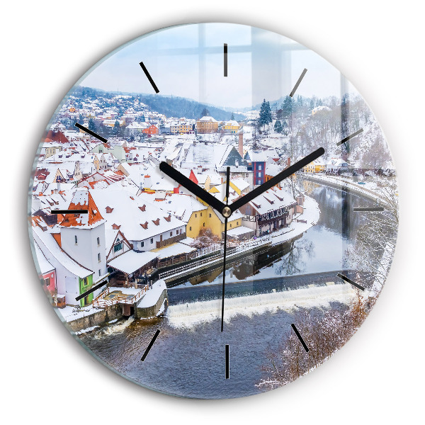 Kerek fali üvegóra Panoráma a városra télen