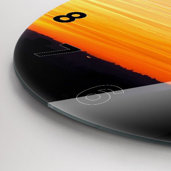 Kerek fali üvegóra Épület és naplemente