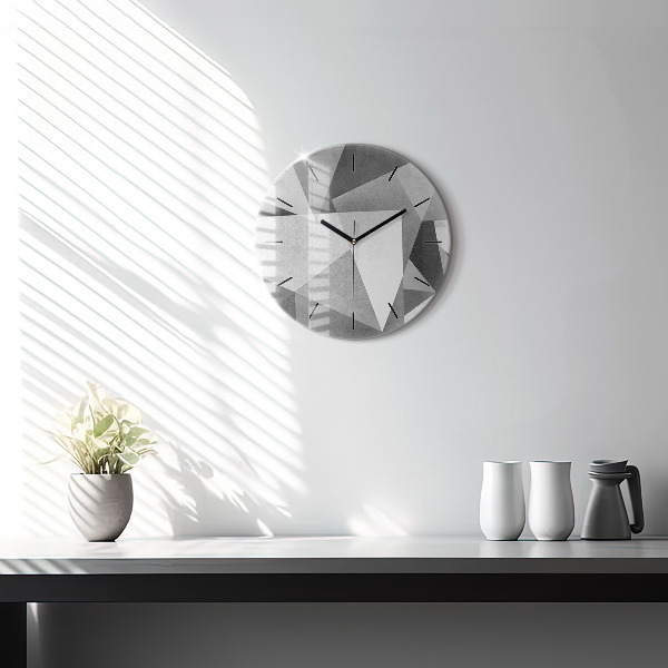 Kerek fali üvegóra Szürke geometriai absztrakció