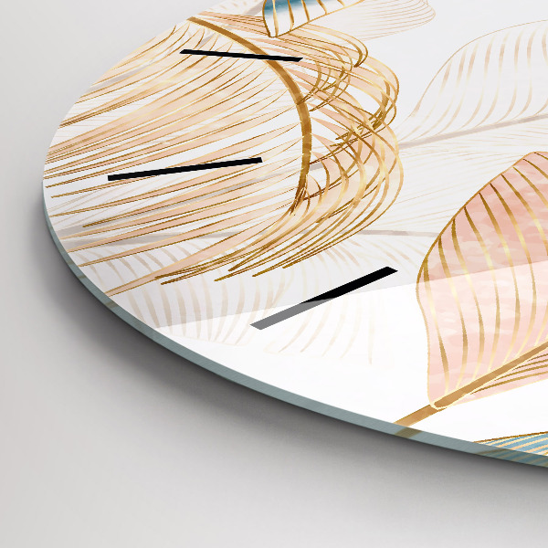 Kerek fali üvegóra Természet levél minta