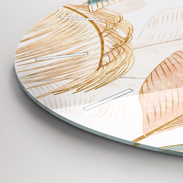 Kerek fali üvegóra Természet levél minta