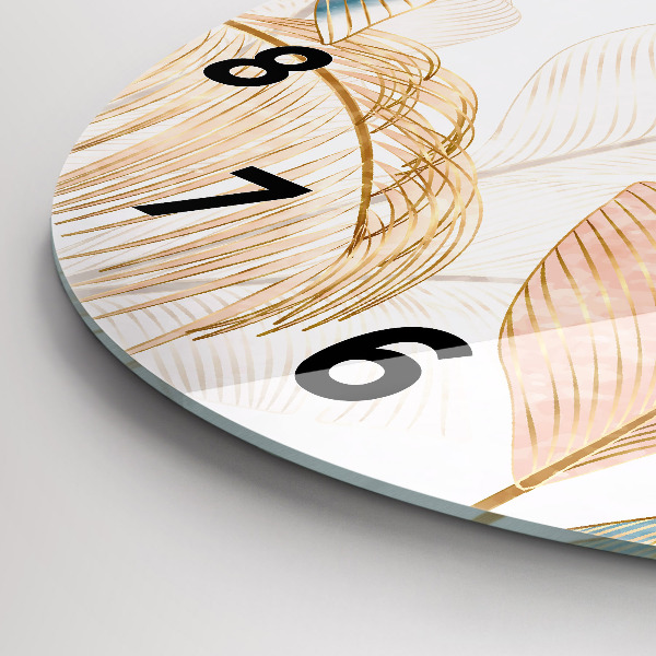 Kerek fali üvegóra Természet levél minta