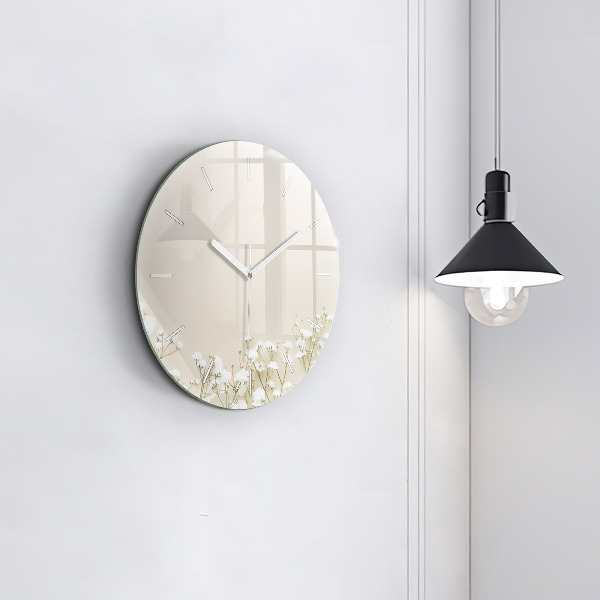 Kerek fali üvegóra Virágzó gypsophila virágok