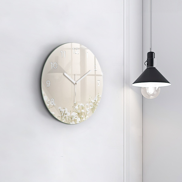 Kerek fali üvegóra Virágzó gypsophila virágok