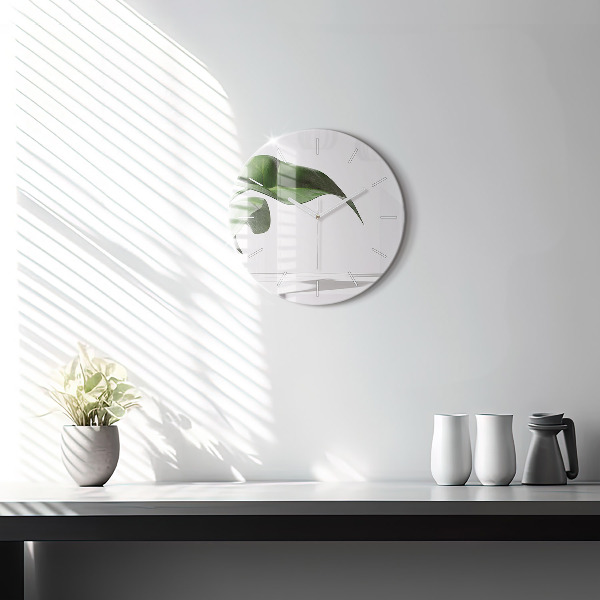 Kerek fali üvegóra Absztrakt levelek