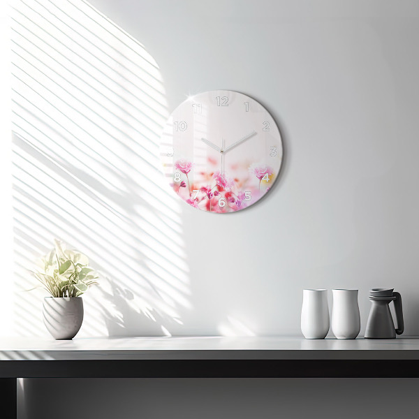 Kerek fali üvegóra Virágok a réten