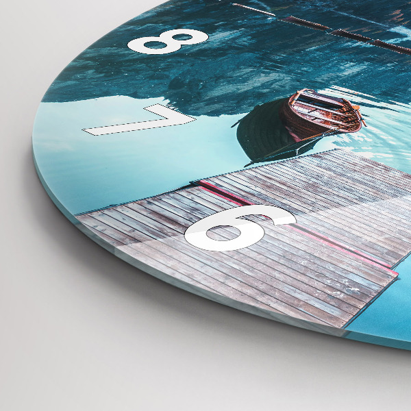 Kerek fali üvegóra Csónakok a tavon