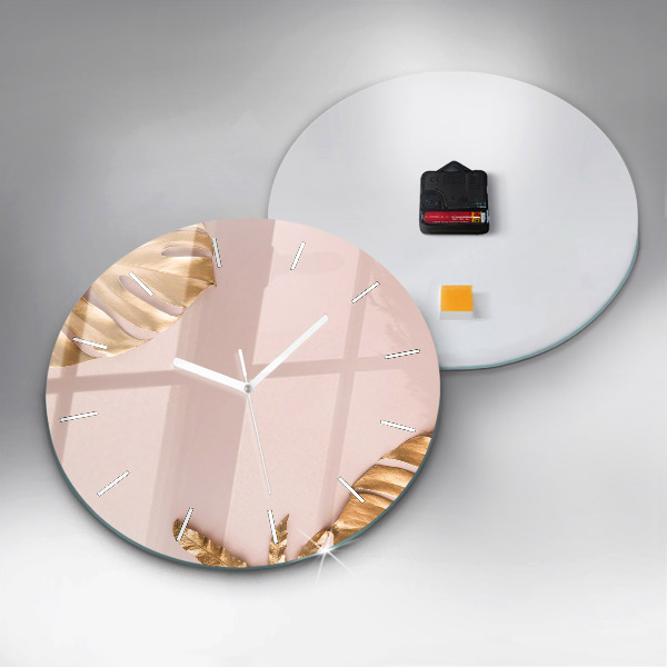 Kerek fali üvegóra Arany trópusi levelek