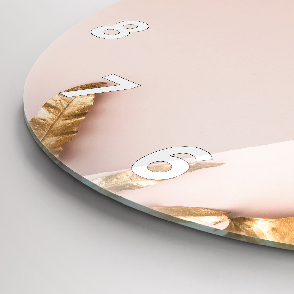 Kerek fali üvegóra Arany trópusi levelek