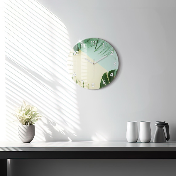 Kerek fali üvegóra Monstera levelek