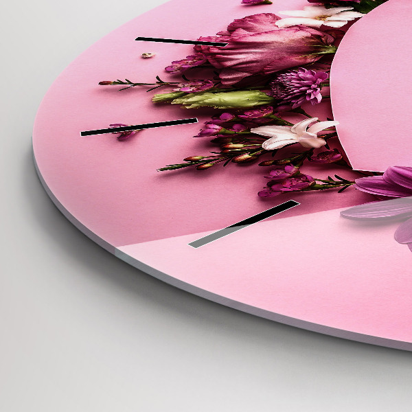 Kerek fali üvegóra Virágok szíve