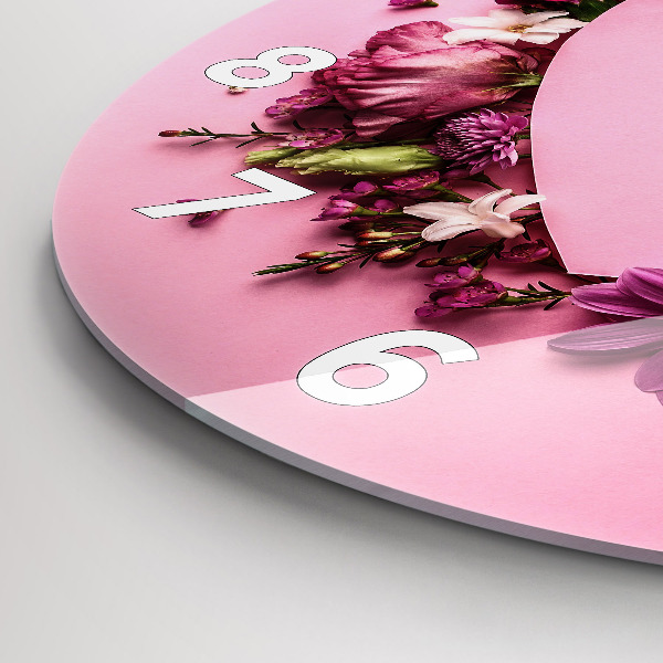 Kerek fali üvegóra Virágok szíve