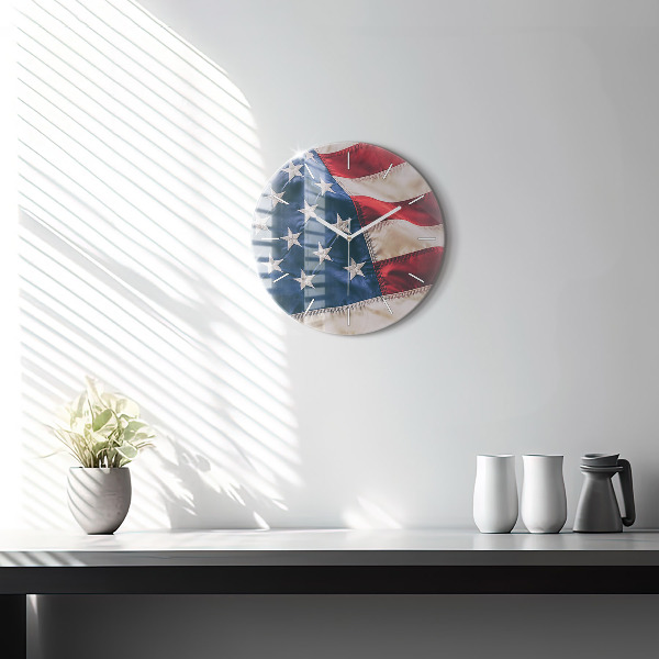 Kerek fali üvegóra amerikai zászló
