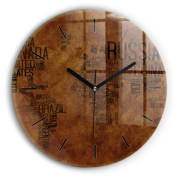 Kerek fali üvegóra Térkép és országnevek